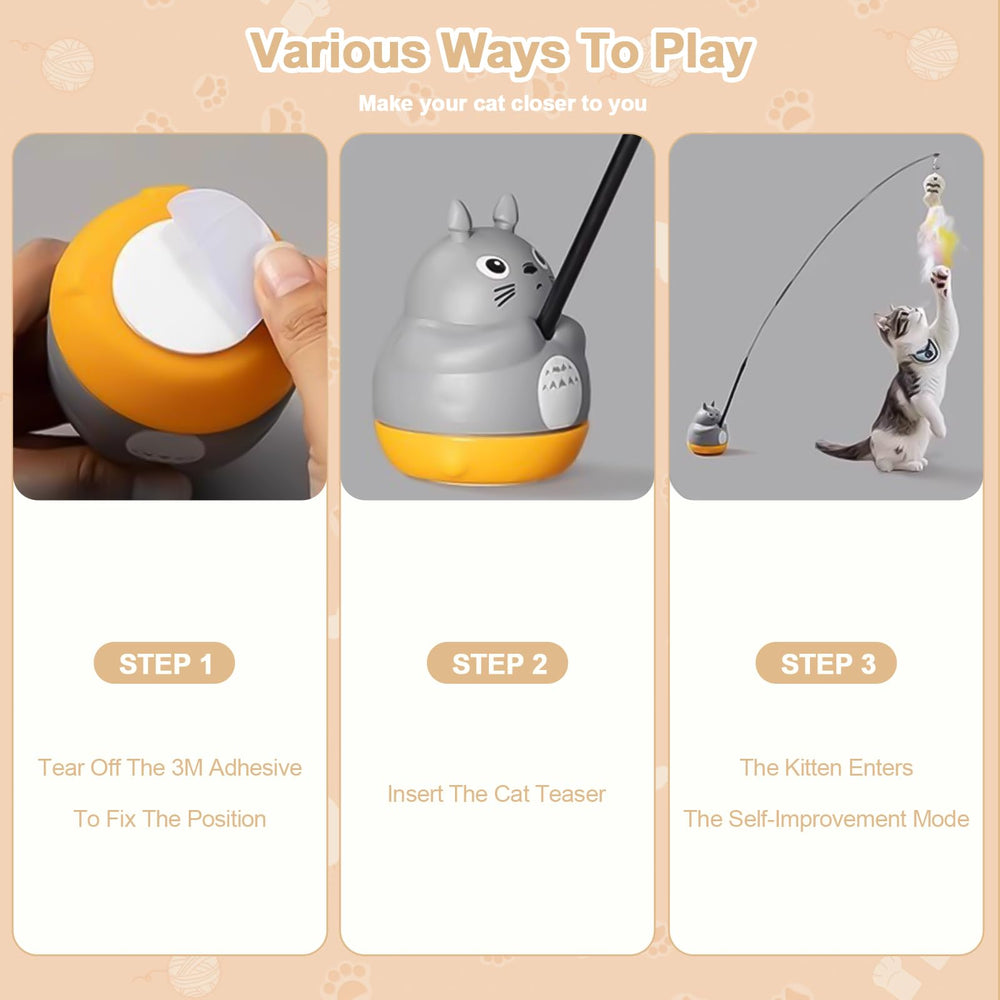 Walfront moving feather and fish in motion stimulate prey drive