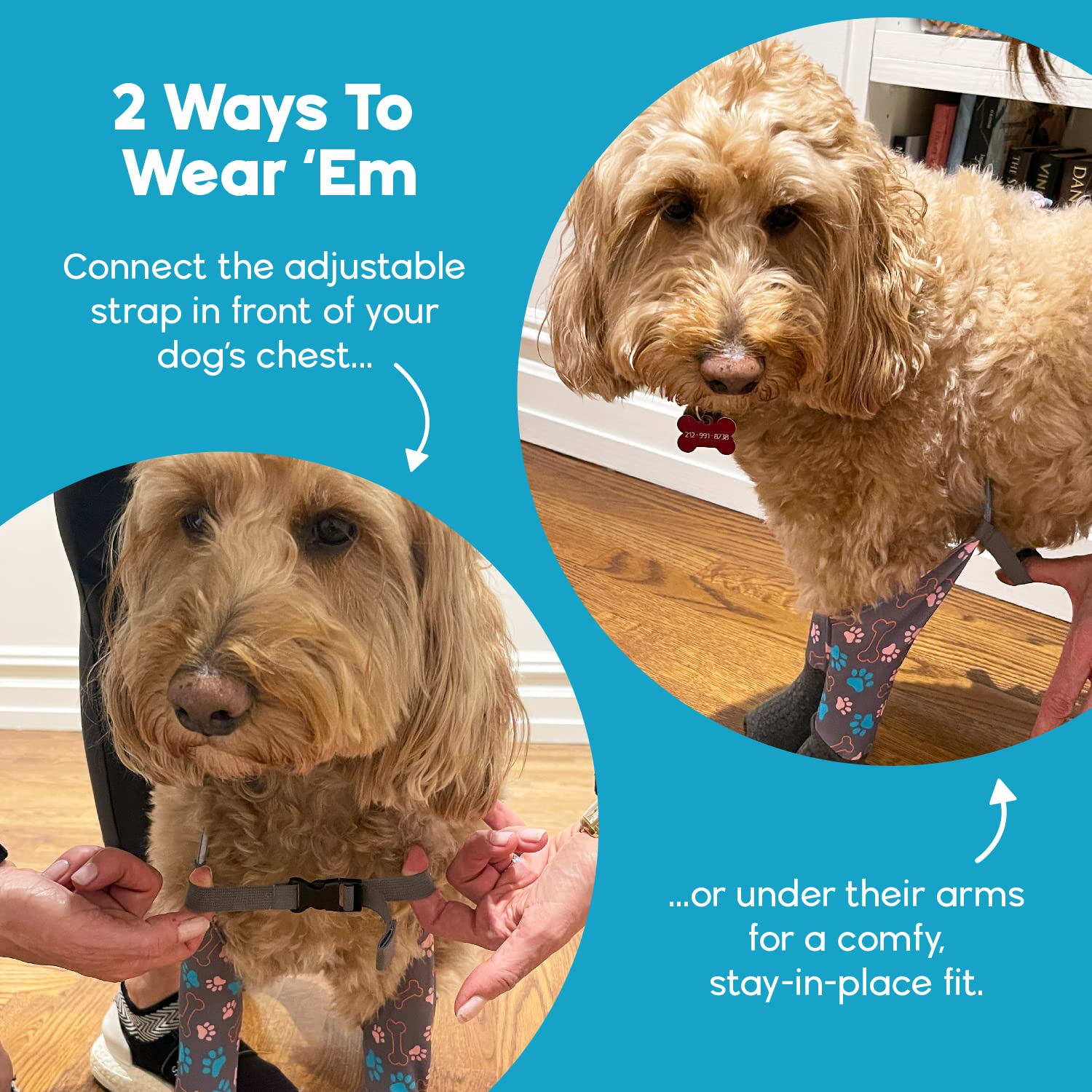Walkee Paws breathable four-way stretch fabric for all-day wear.