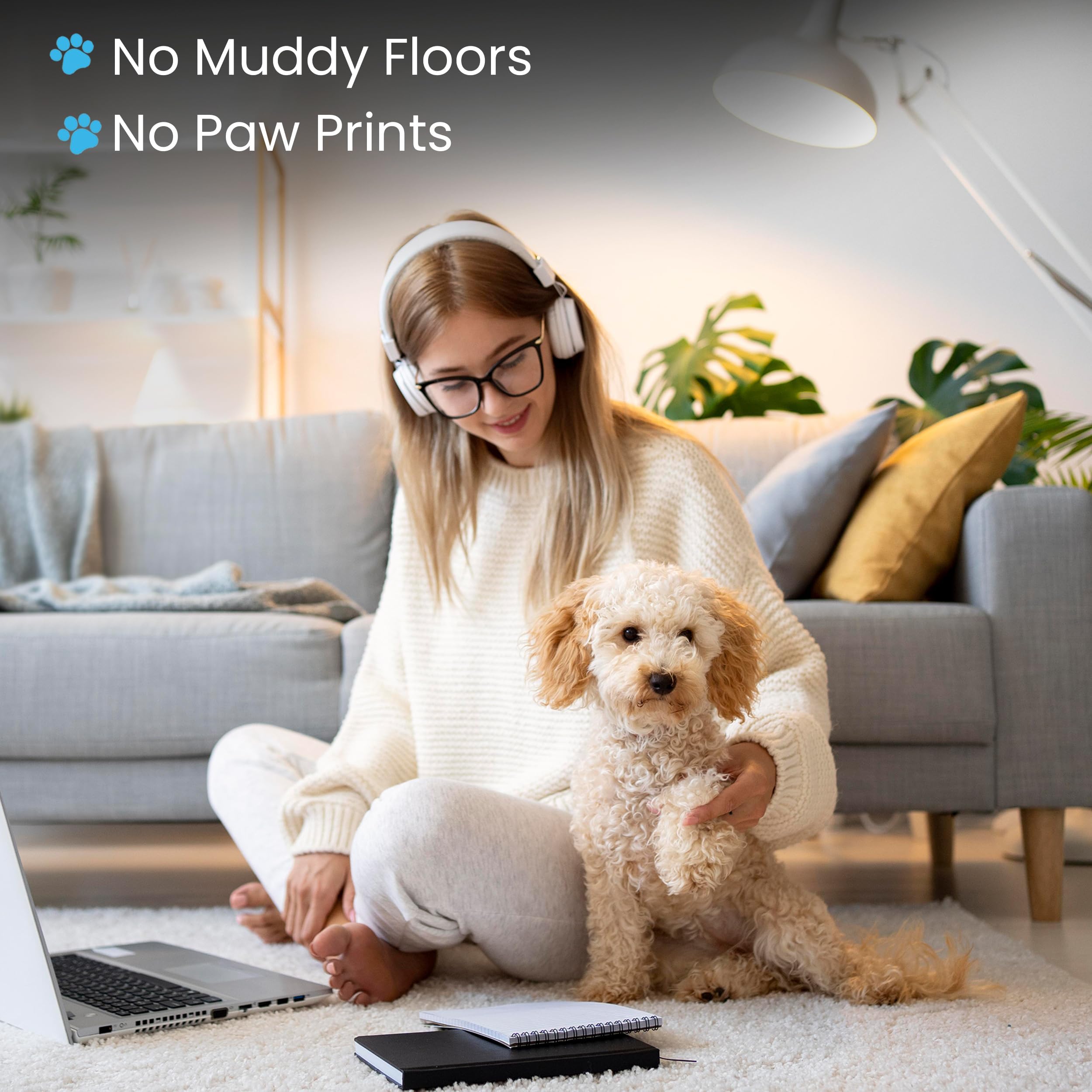 Walkee Paws leggings attachment system demonstrates adjustable fit for various paw shapes.