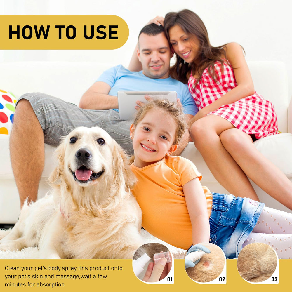 Wanban pet owner with relieved pet illustrates potential comfort from use.