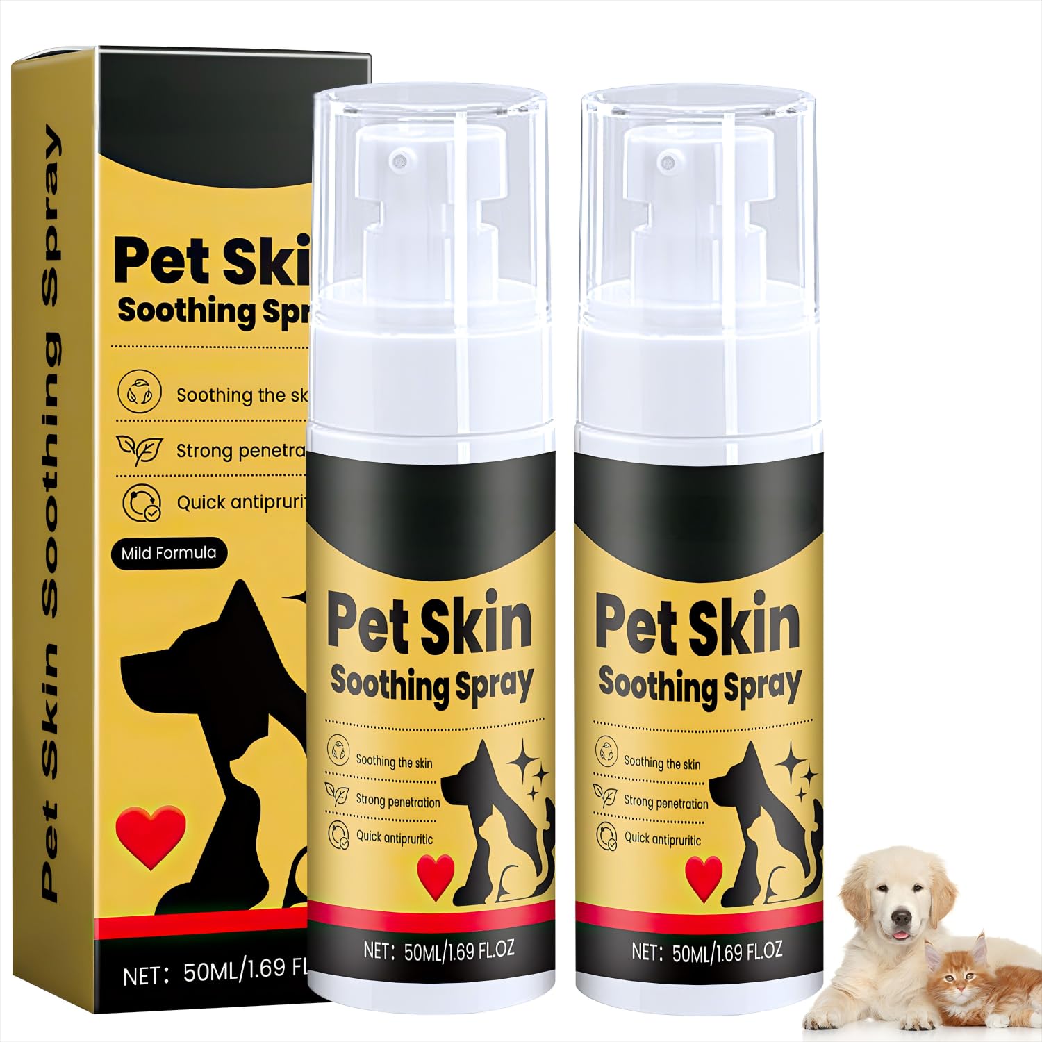 Wanban pet skin treatment spray bottle offering soothing relief for itchy pets.
