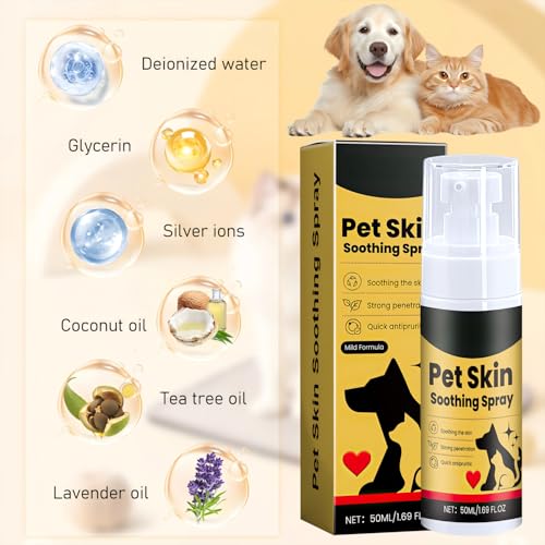 Wanban spray application on pet coat shows easy-to-use soothing solution.