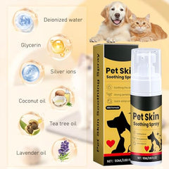 Wanban spray application on pet coat shows easy-to-use soothing solution.