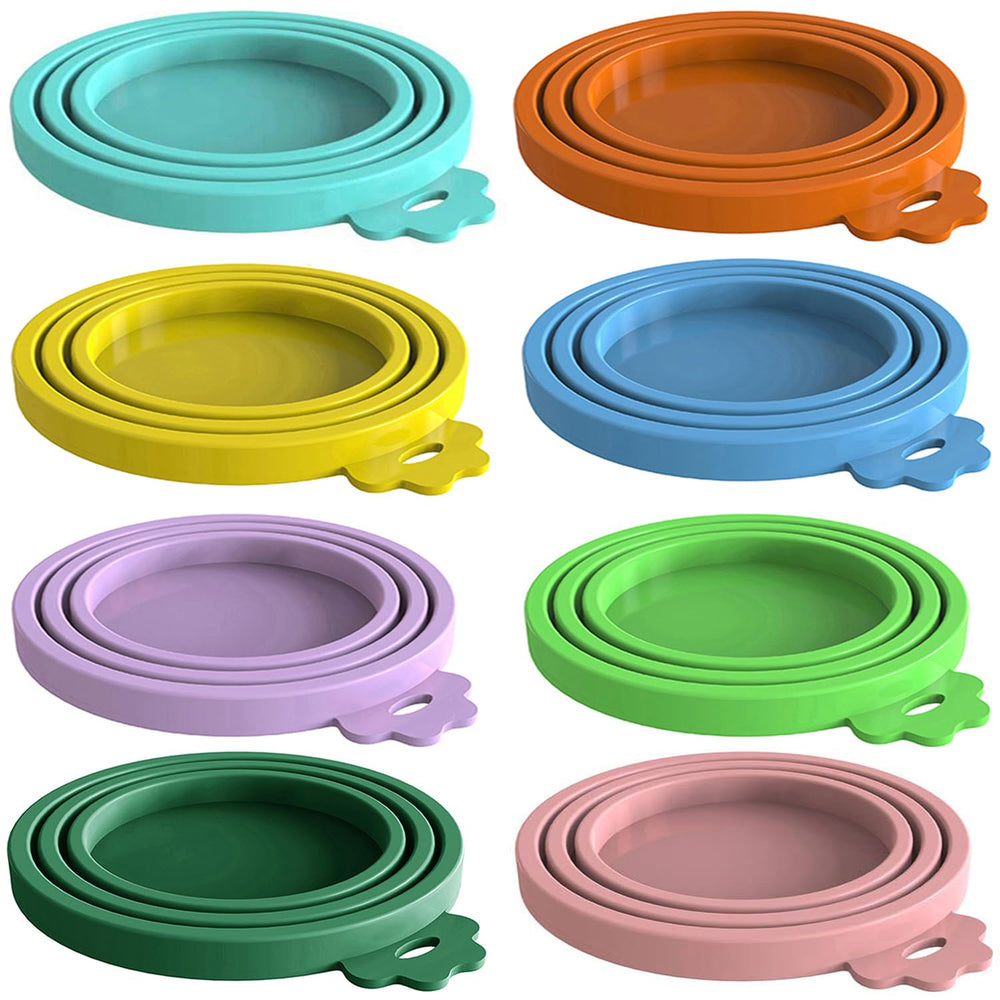 WANBAO silicone pet can lids in multicolor keep contents fresh and odors contained.