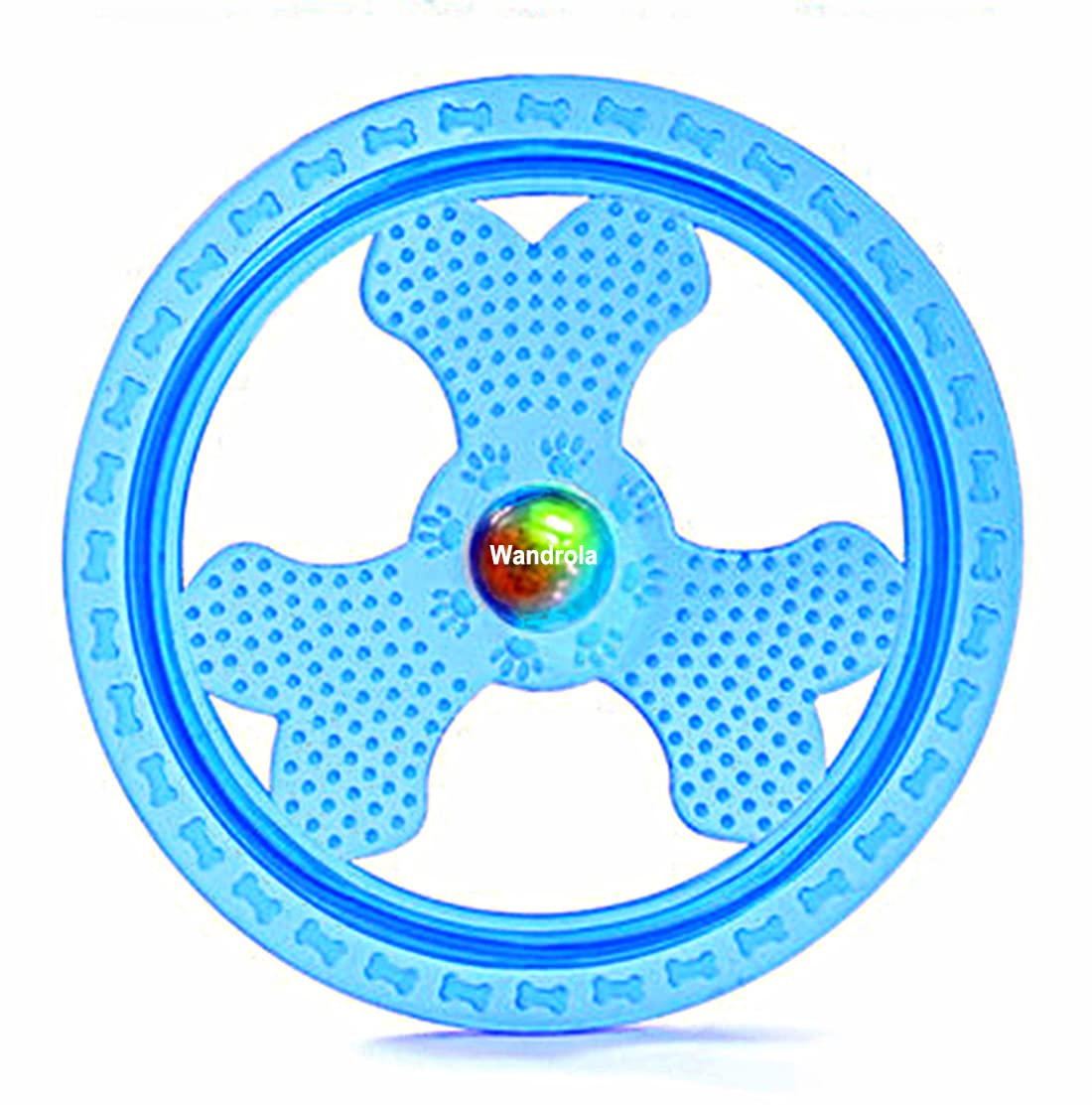Wandrola flying disc dog toy blue front view, easy-catching design for active play.