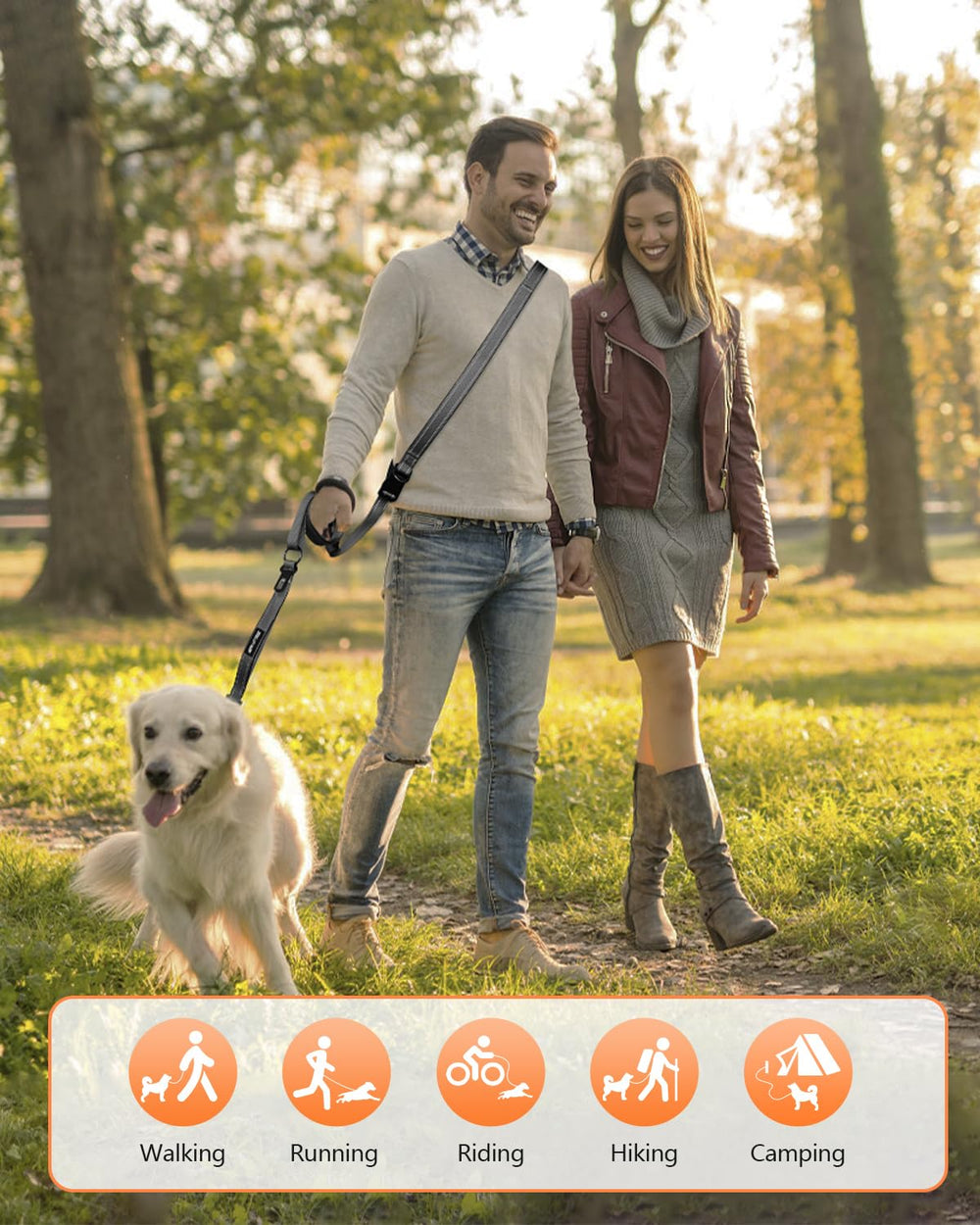 WANFIRE heavy-duty leash supports dogs up to 110 lbs.