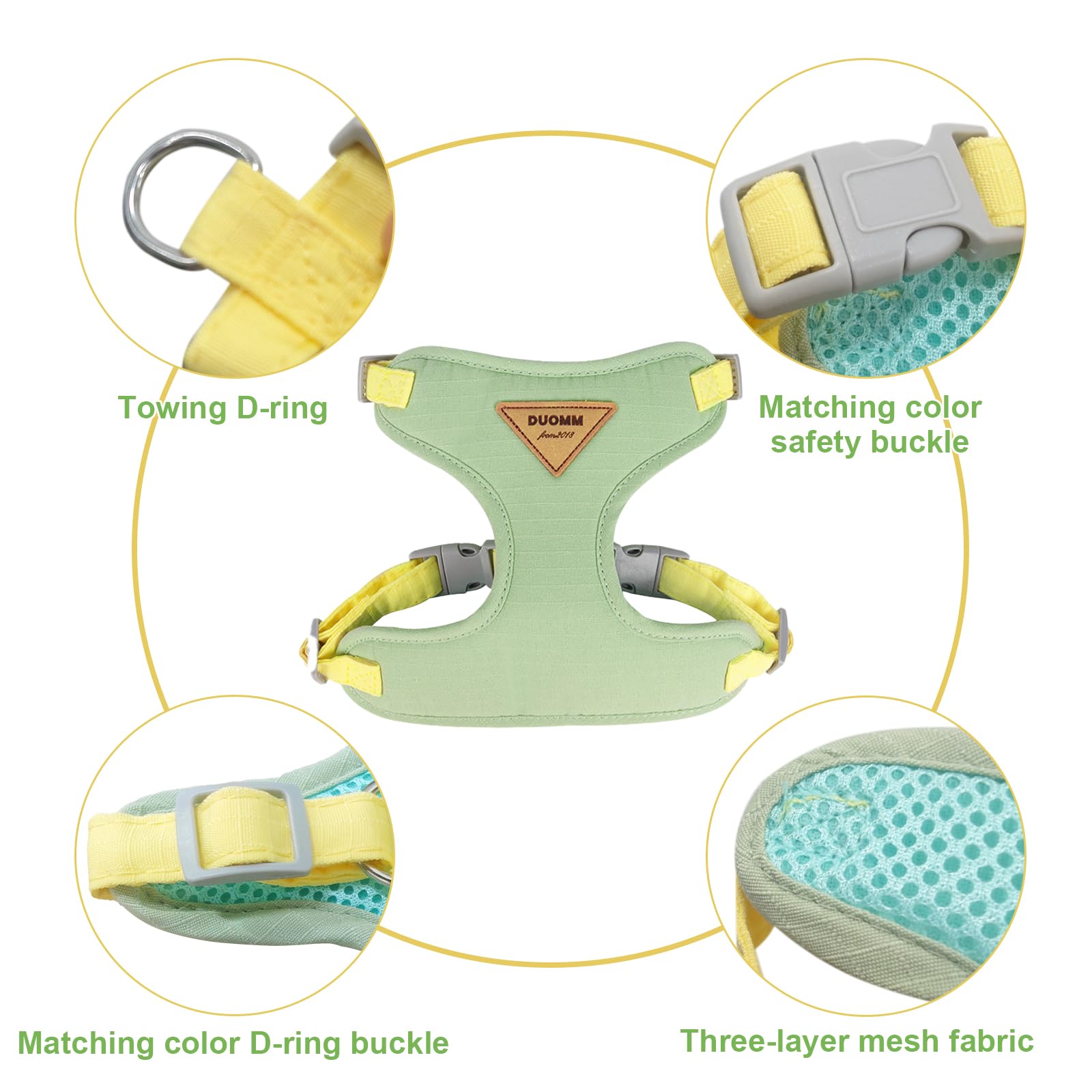 Wanheart cat harness green breathable mesh keeps your cat cool during walks.