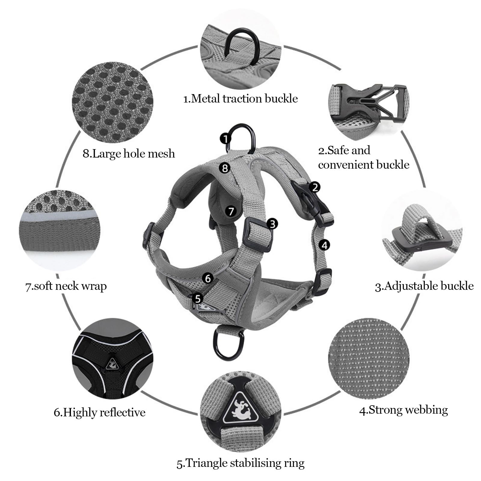 Wanheart cat leash 59-inch nylon for easy control on walks