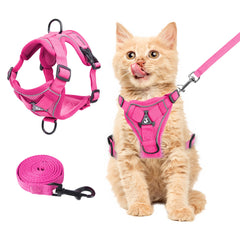 Wanheart Summer cat harness rose red on cat for comfortable outdoor strolls