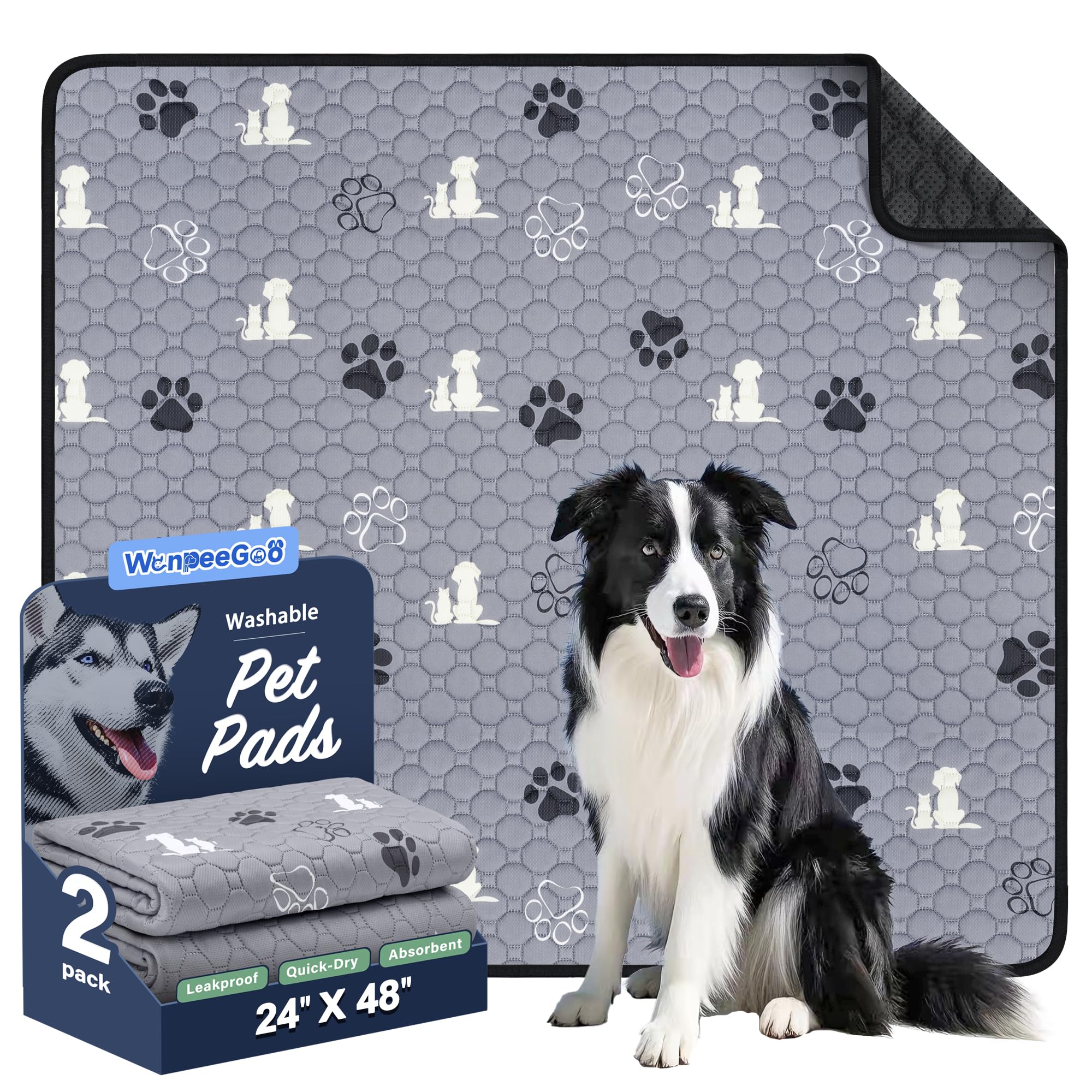 WanpeeGoo washable pee pad 2-pack; secure and reusable for puppy training.