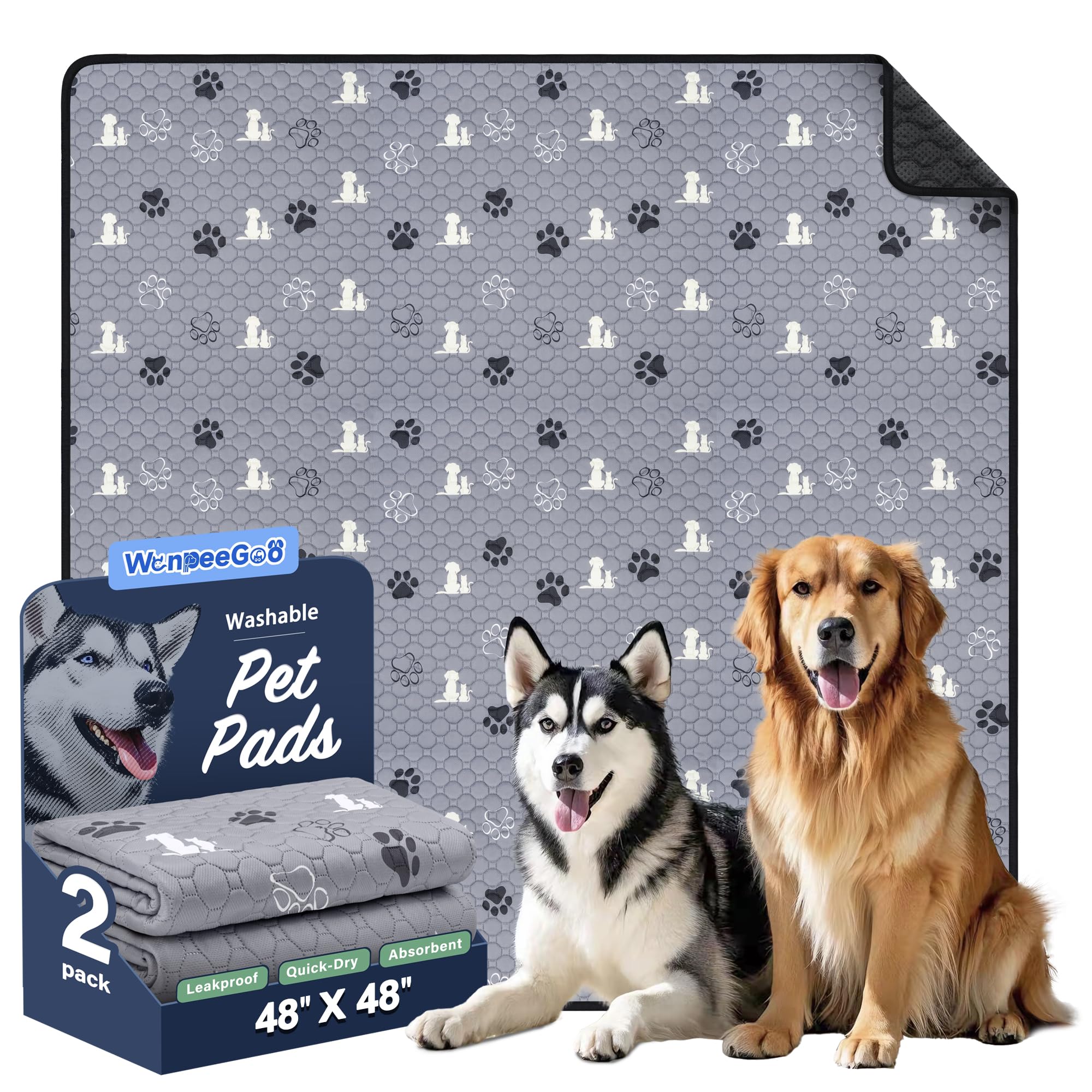 WanpeeGoo washable pee pads 2-pack ready for home training and quick cleanup