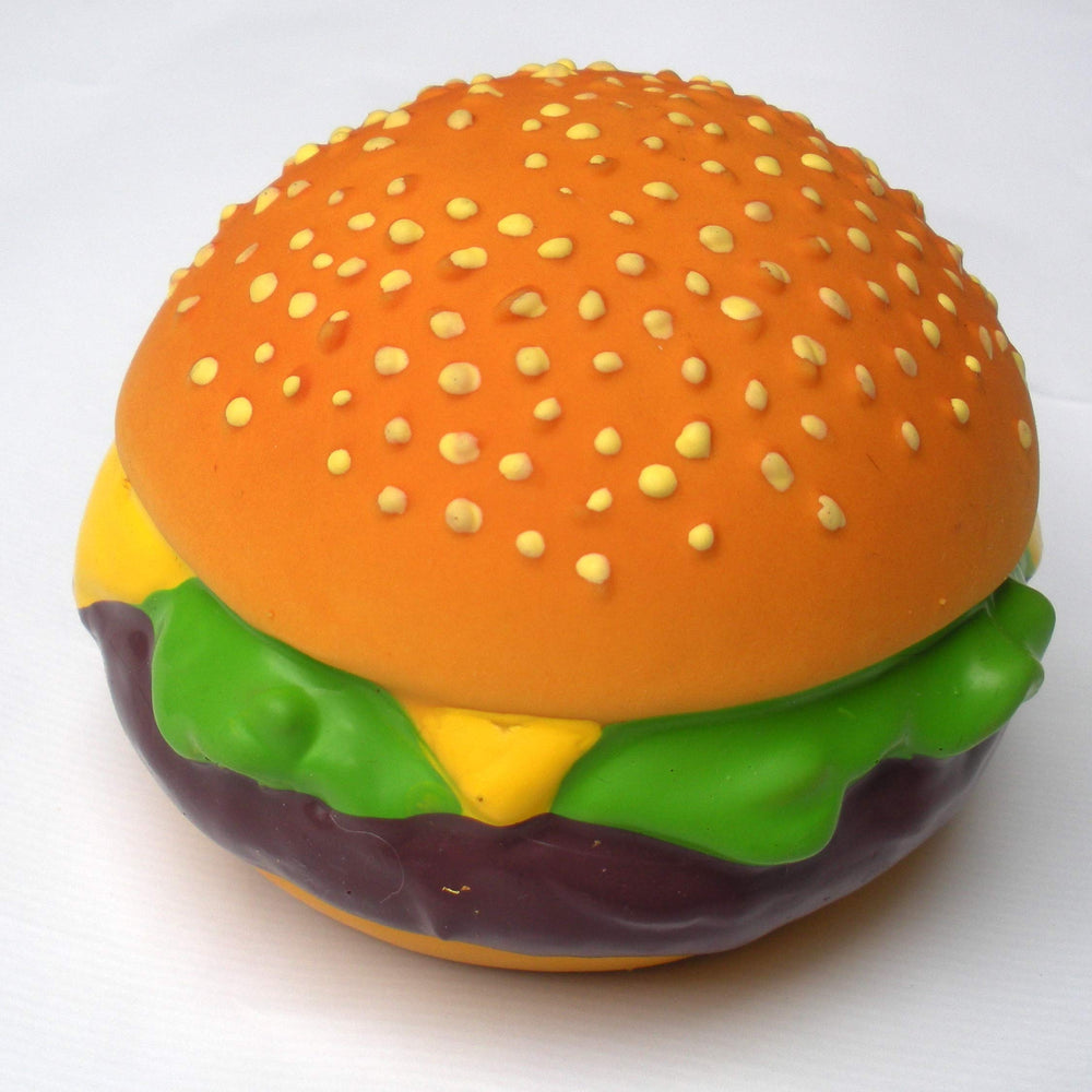 Want Chew hamburger squeaky latex toy offers safe chewing and interactive play.