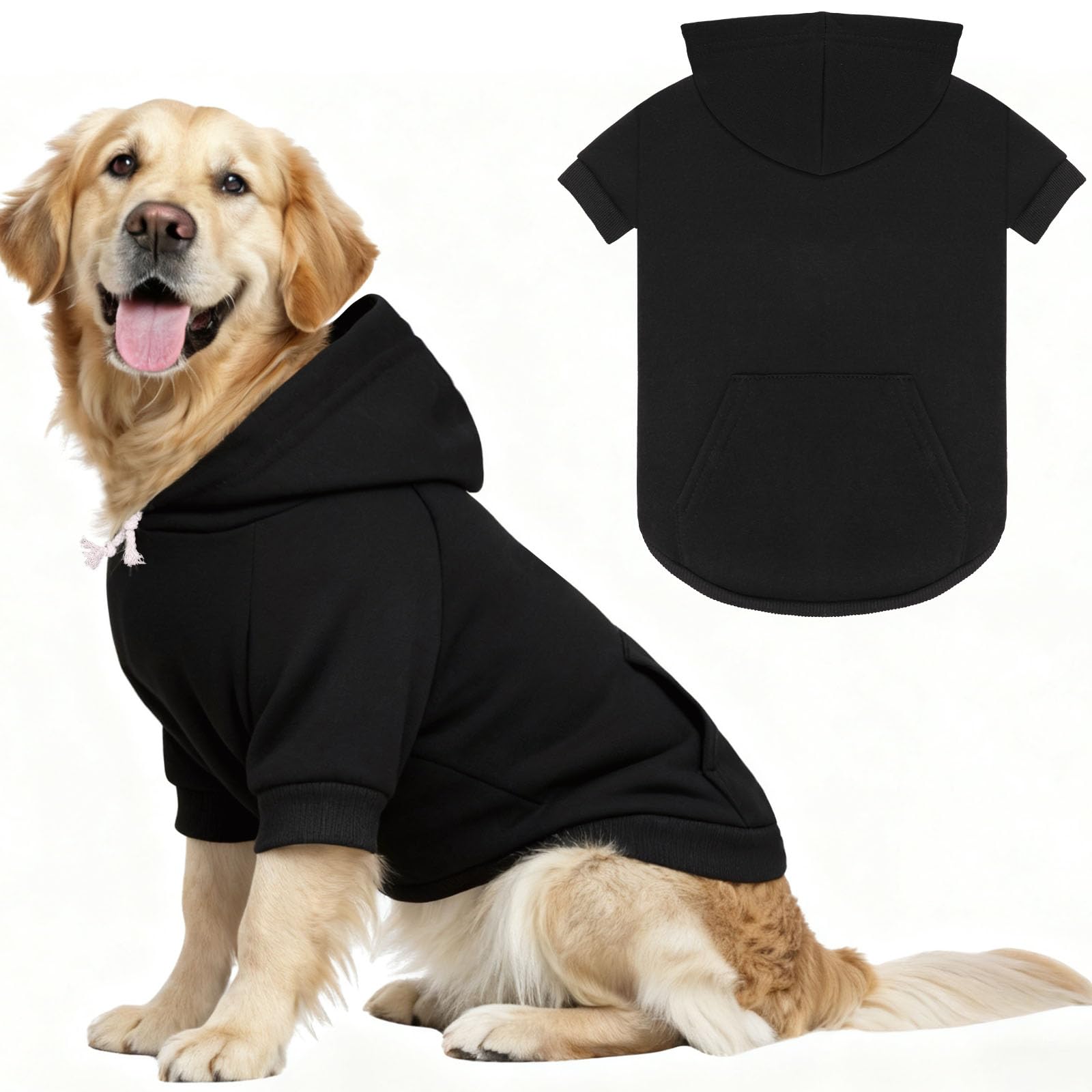 Waoduld 4XL dog sweater hoodie closeup shows plush fleece warmth