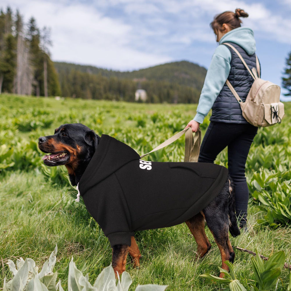 Waoduld leash hole design keeps walks convenient without removing the hoodie.