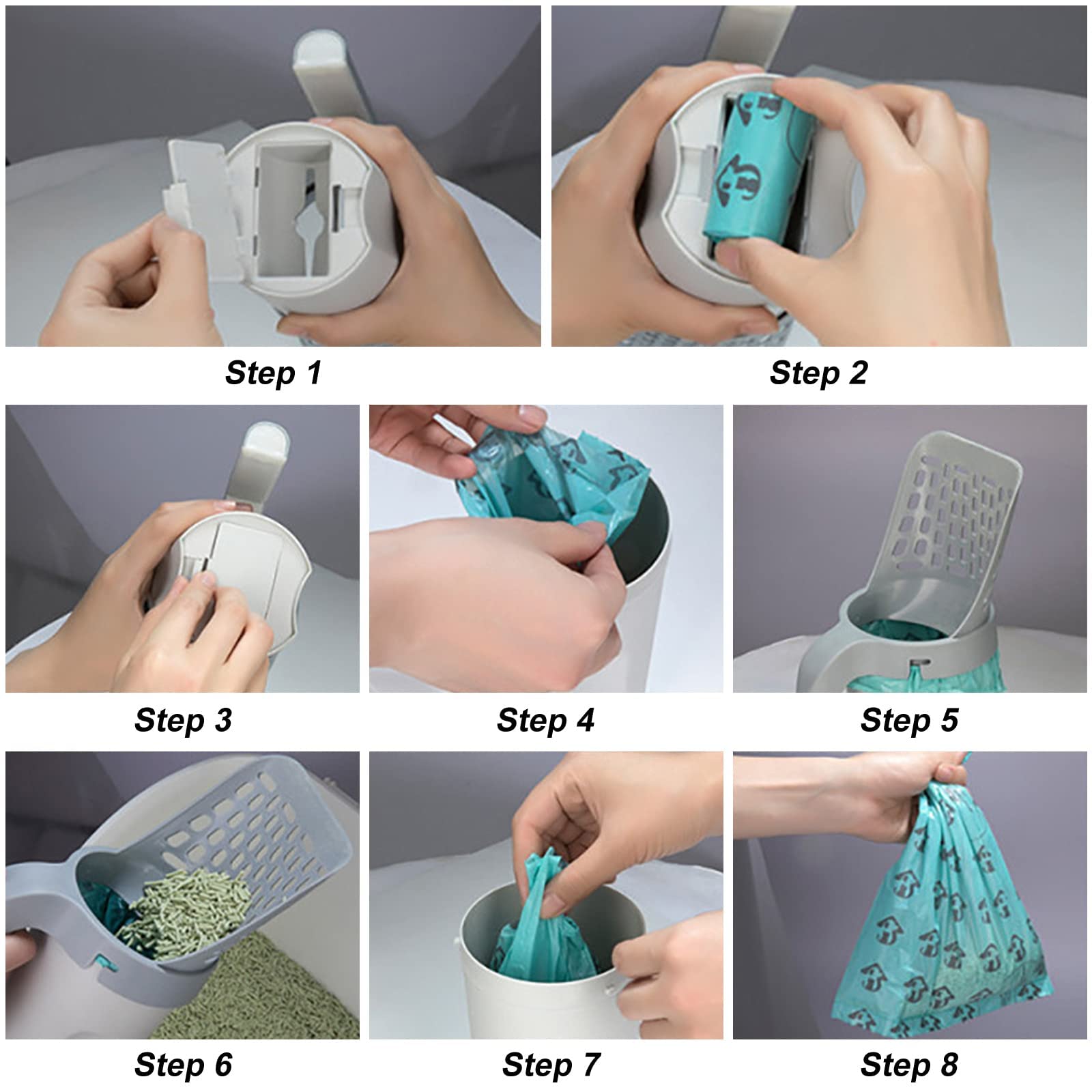 WAONIQ Pooper Scooper dust-reduction view for cleaner disposal