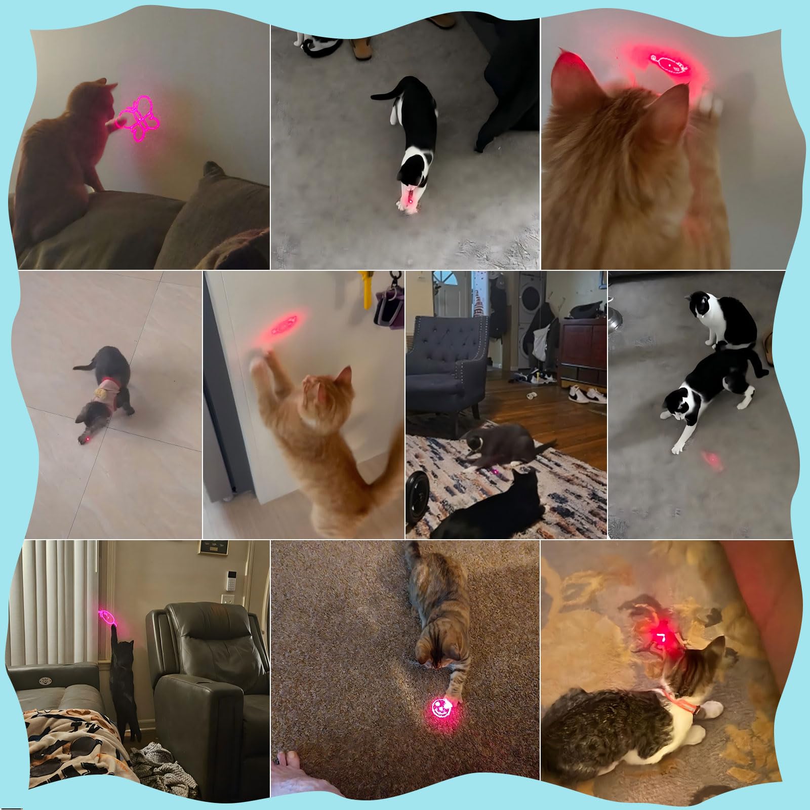 Waputne cat toy pointer dot pattern in action, inviting a bright chase.