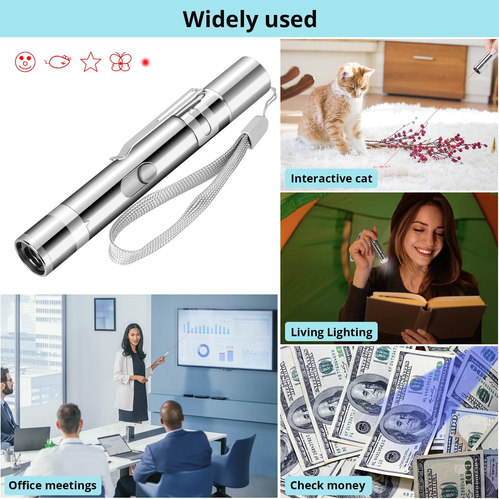 Waputne cat toy pointer portable design with clip for on-the-go play.