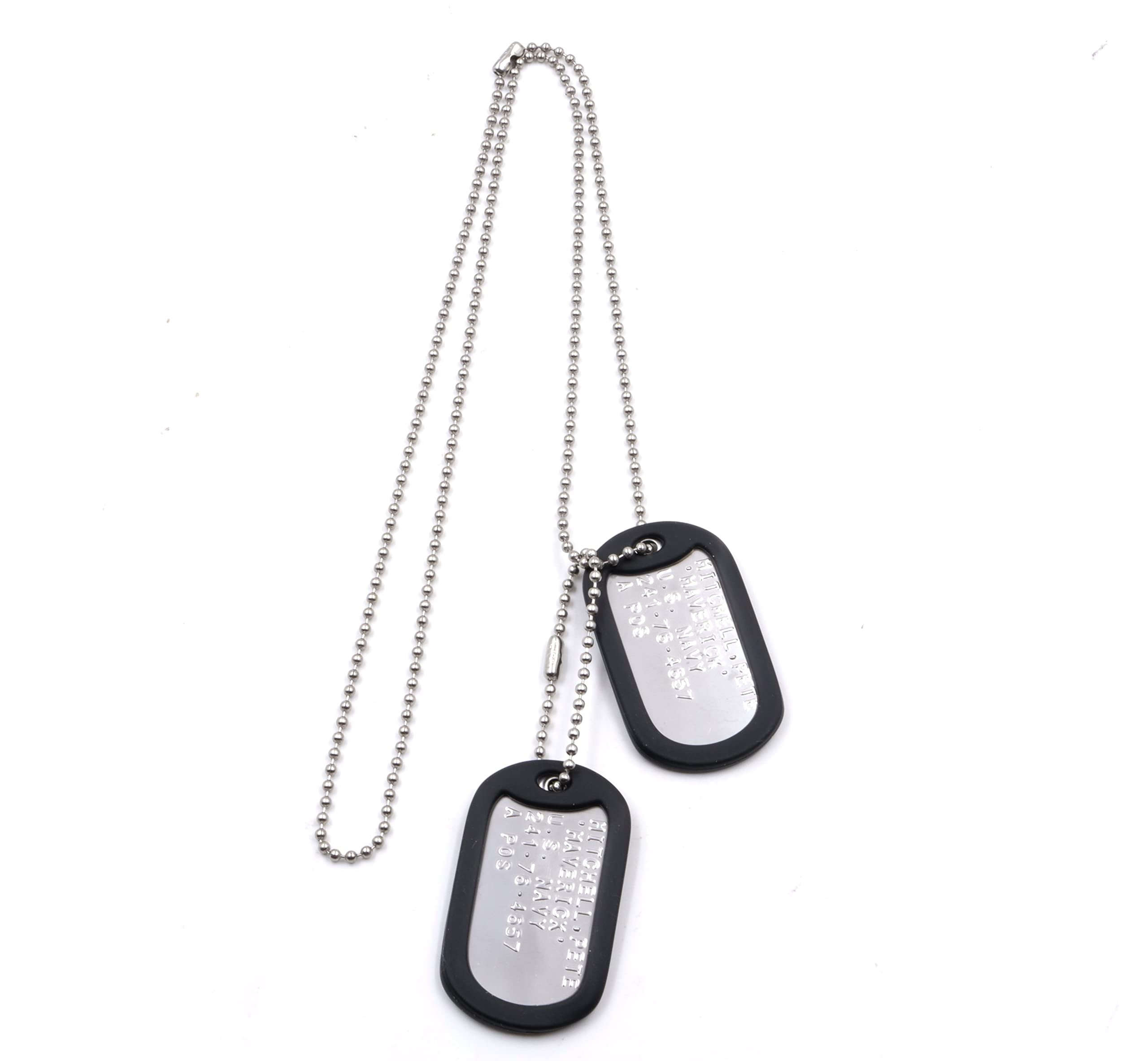 Wardog Surplus Maverick dog tag set back view emphasizing durable stainless steel material