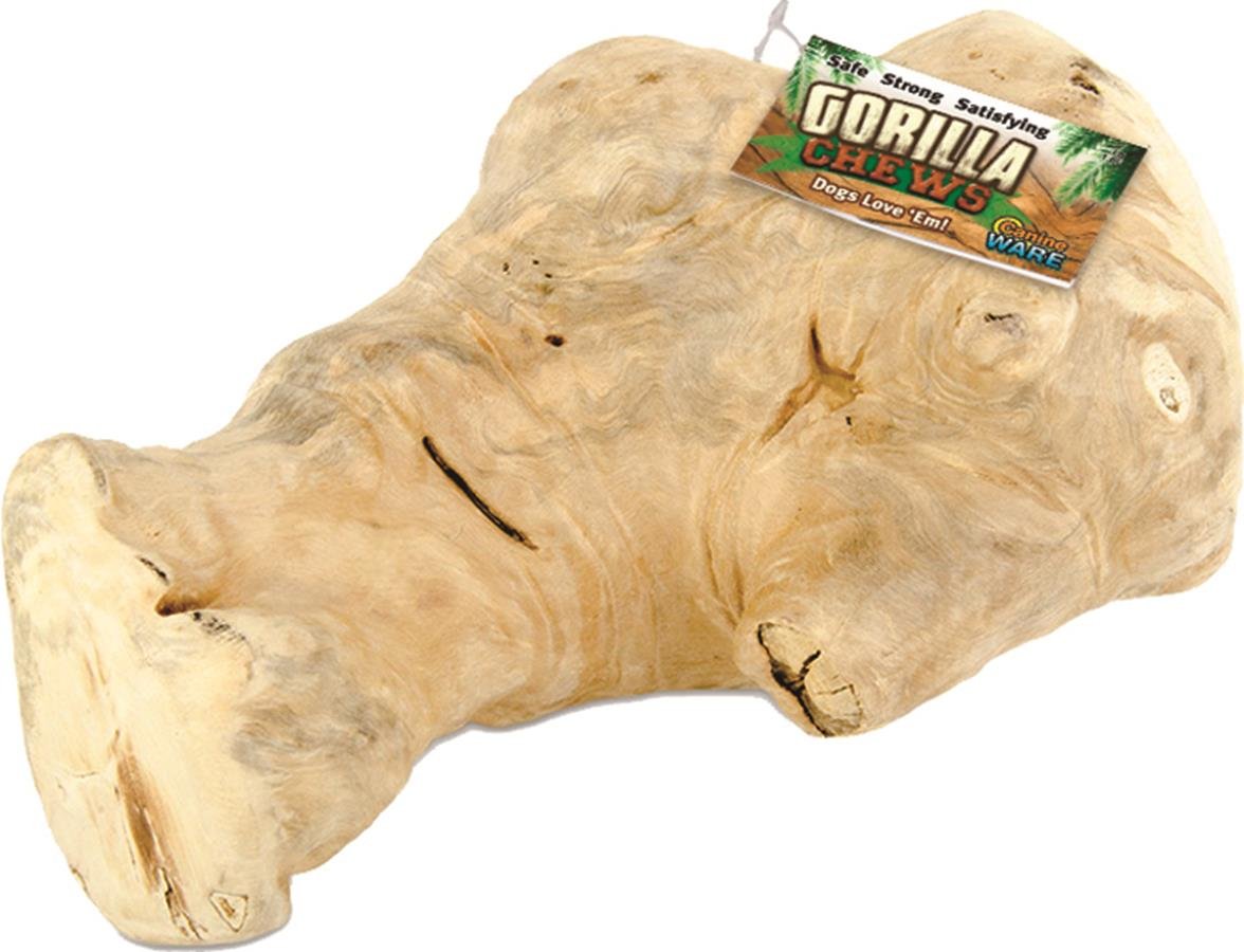Ware Manufacturing Gorilla Chew wood dog chew closeup highlights durable dental care.
