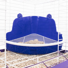 Ware Manufacturing Lock-N-Litter Pan attached to cage demonstrates secure placement
