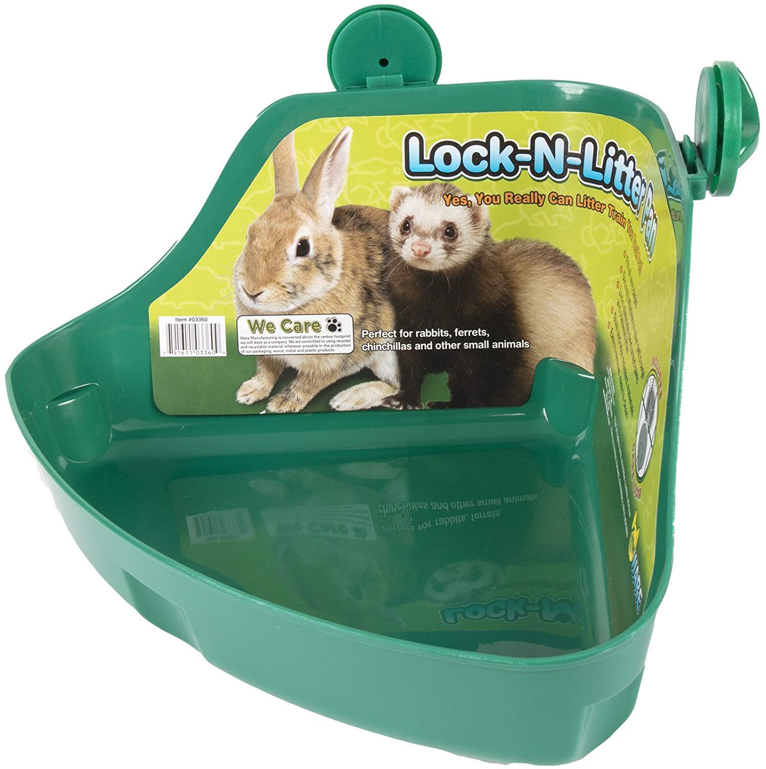 Ware Manufacturing Lock-N-Litter Pan regular 2-pack side view highlights low entry and high back design.