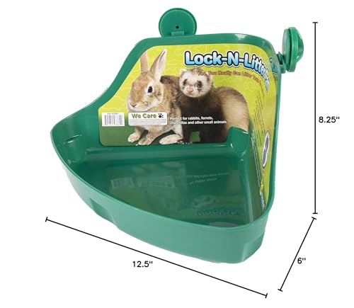 Ware Manufacturing Lock-N-Litter Pan regular in-pet-habitat demonstrates spill containment in home cages.