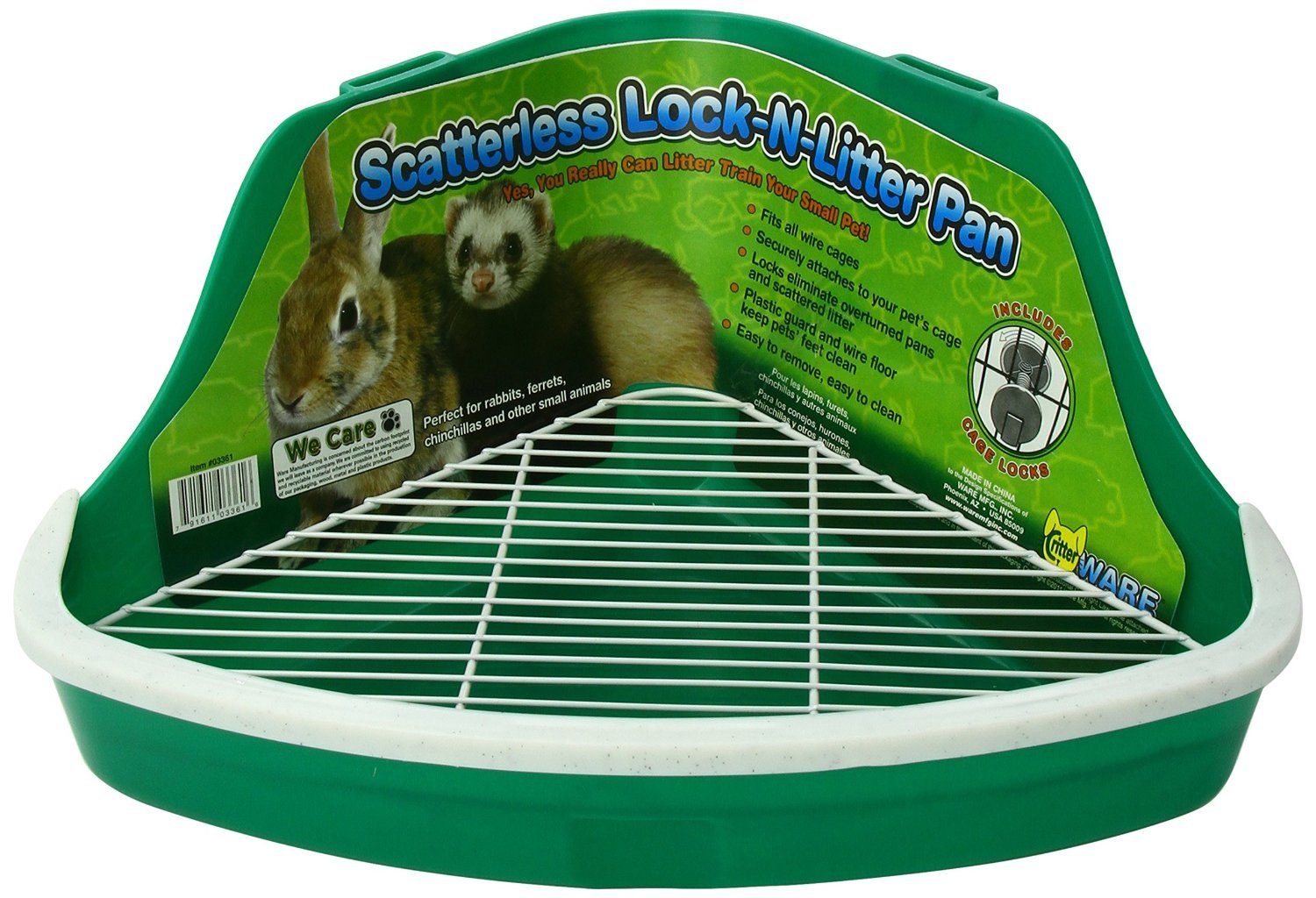 Ware Manufacturing Scatterless Lock-N-Litter Pan front view shows spill-resistant design