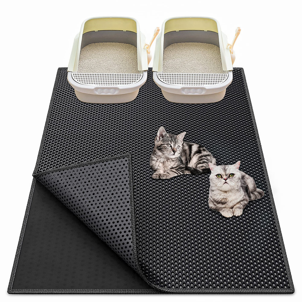 Waretary cat litter mat top view helps reduce litter tracking around the box.