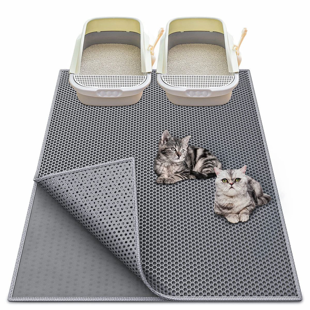 Waretary cat litter mat 36x30 traps litter at the source to reduce tracking.