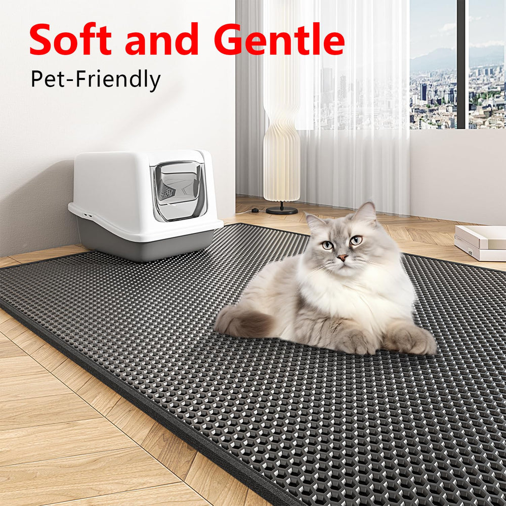 Waretary cat litter mat double-layer design makes litter disposal quick and hassle-free.