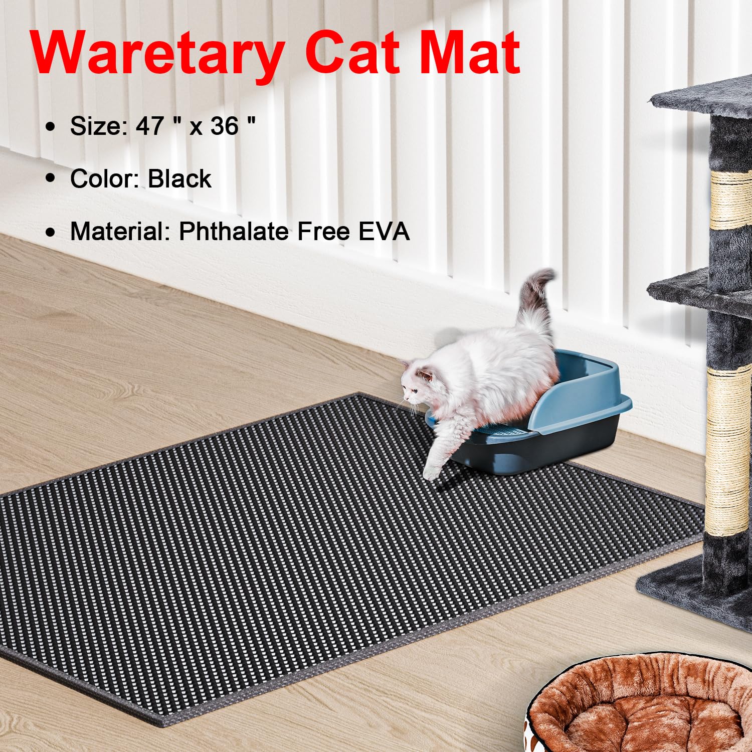 Waretary cat litter mat EZ Open edge enables easy top-layer cleanup after use.