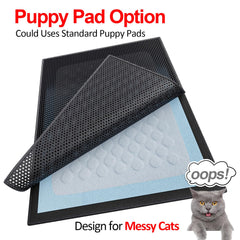 Waretary cat litter mat honeycomb top layer handles debris with 10 mm holes for quick drop-through.
