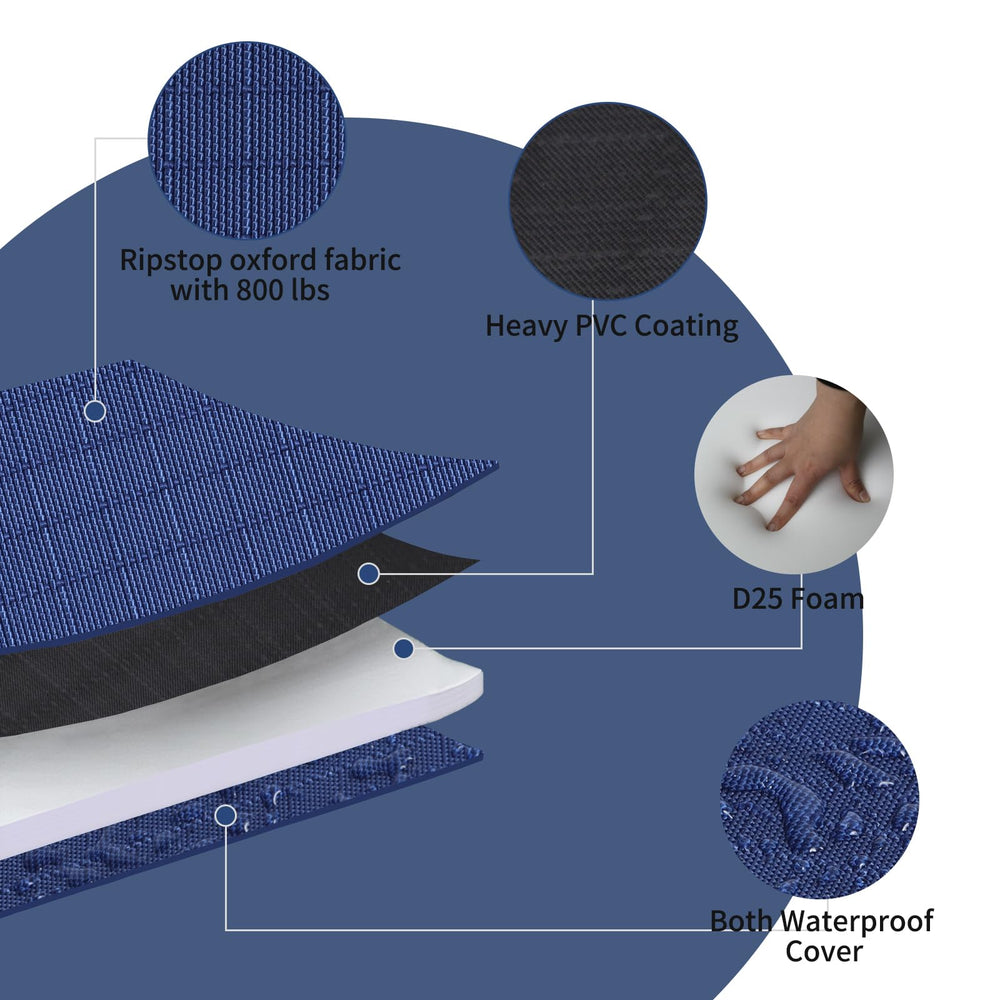Warfort chew-proof dog bed blue closeup highlighting rugged ripstop fabric for light chewers.