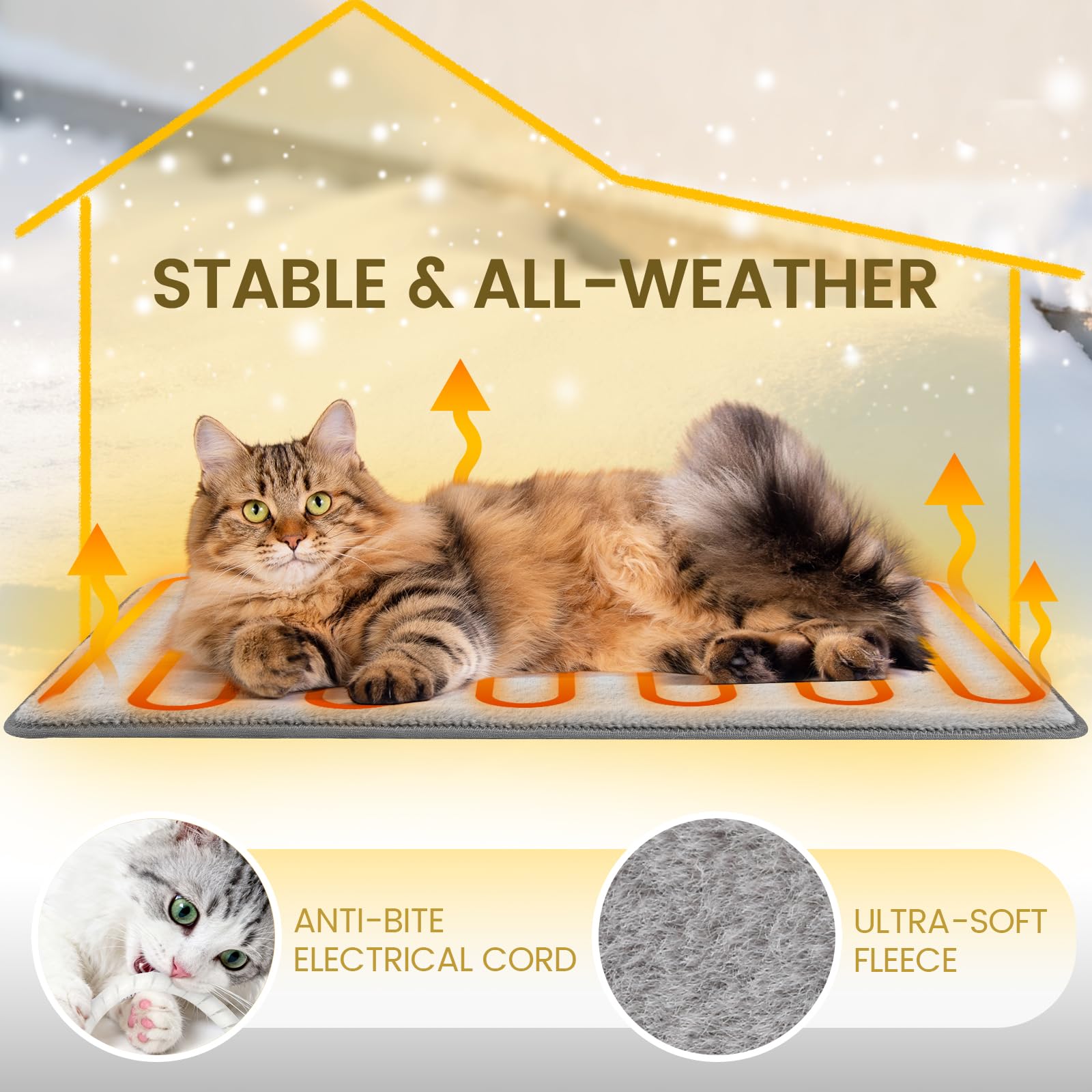 WARKEY heated cat house interior cozy space designed for warmth and restful naps outdoors