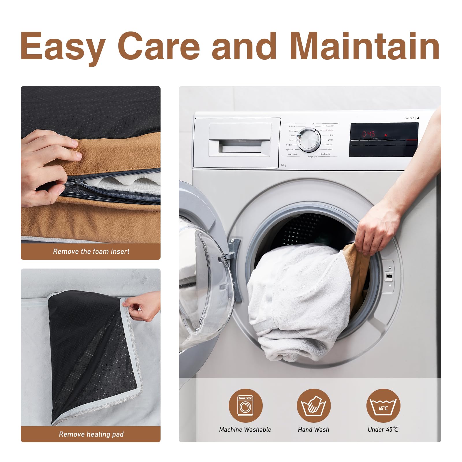 WARKEY heated-dog-bed removable cover simplifies cleaning