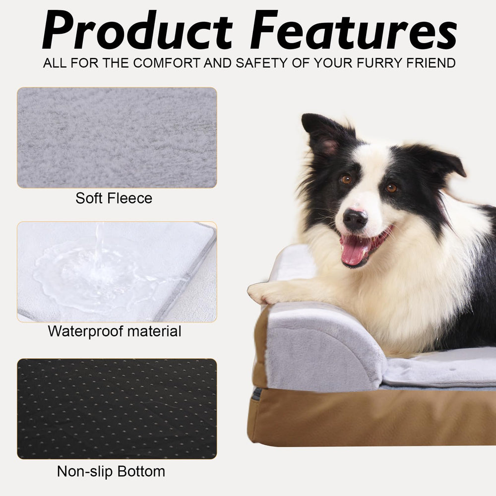 WARKEY heated dog bed secure L-shape design keeps dogs nestled