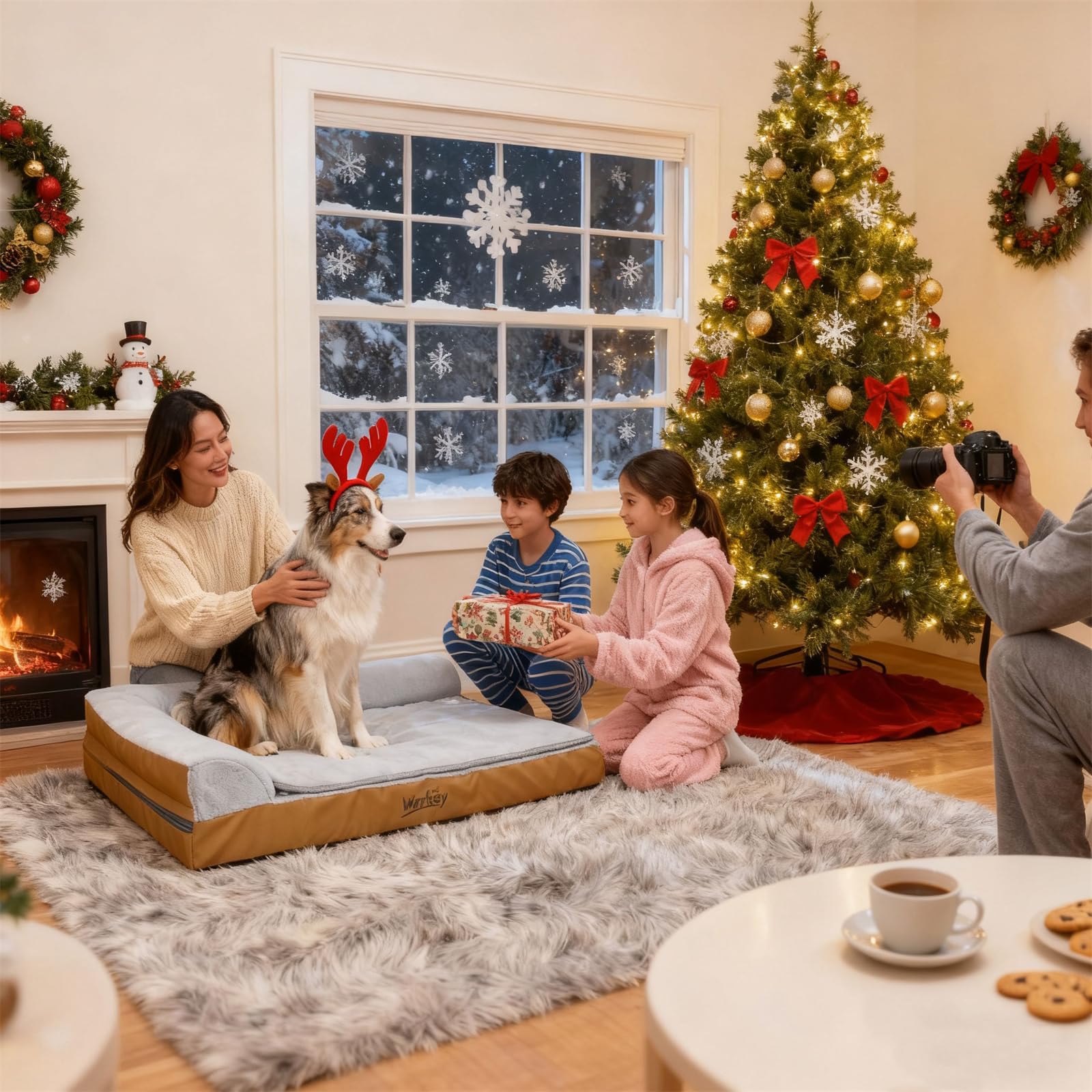 WARKEY medium-sized heated dog bed provides cozy warmth for mid-size dogs