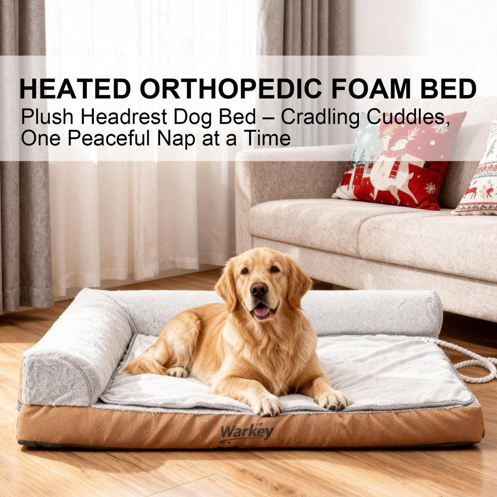 WARKEY heated dog bed waterproof fabric protects against spills