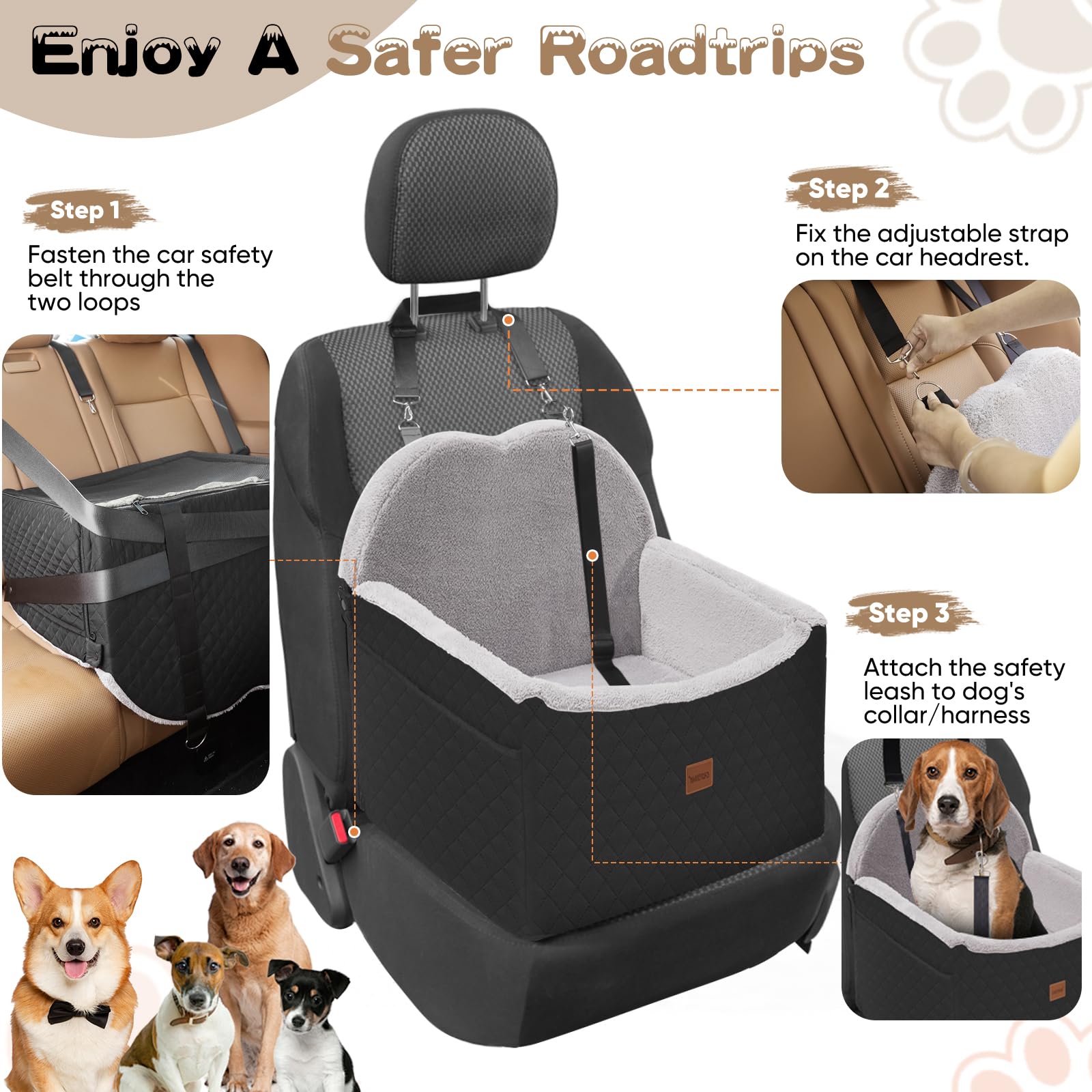 WarmInsula dog car seat back panel showing sturdy support