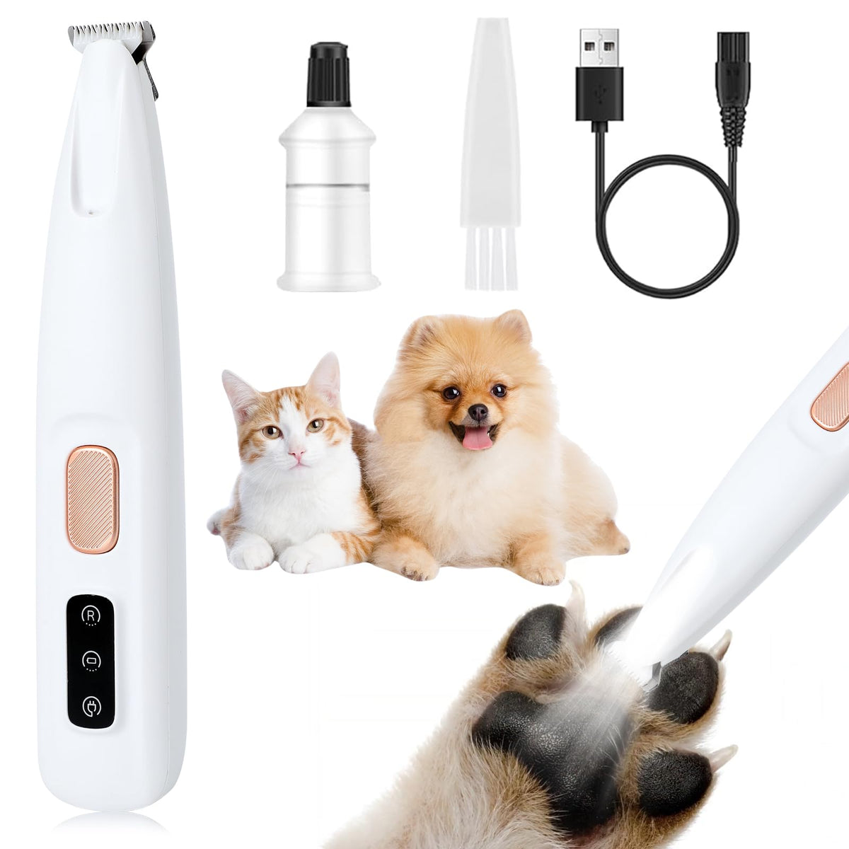 Warmow Pet Micro Precision Paw Trimmer with LED light for precise dark-area grooming