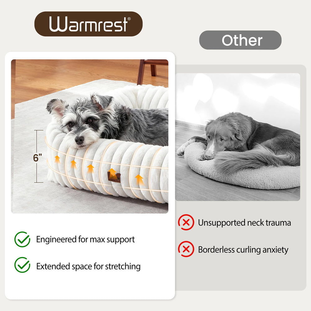 Warmrest foam and fiber fill closeup indicates cloud-like support and cozy loft.