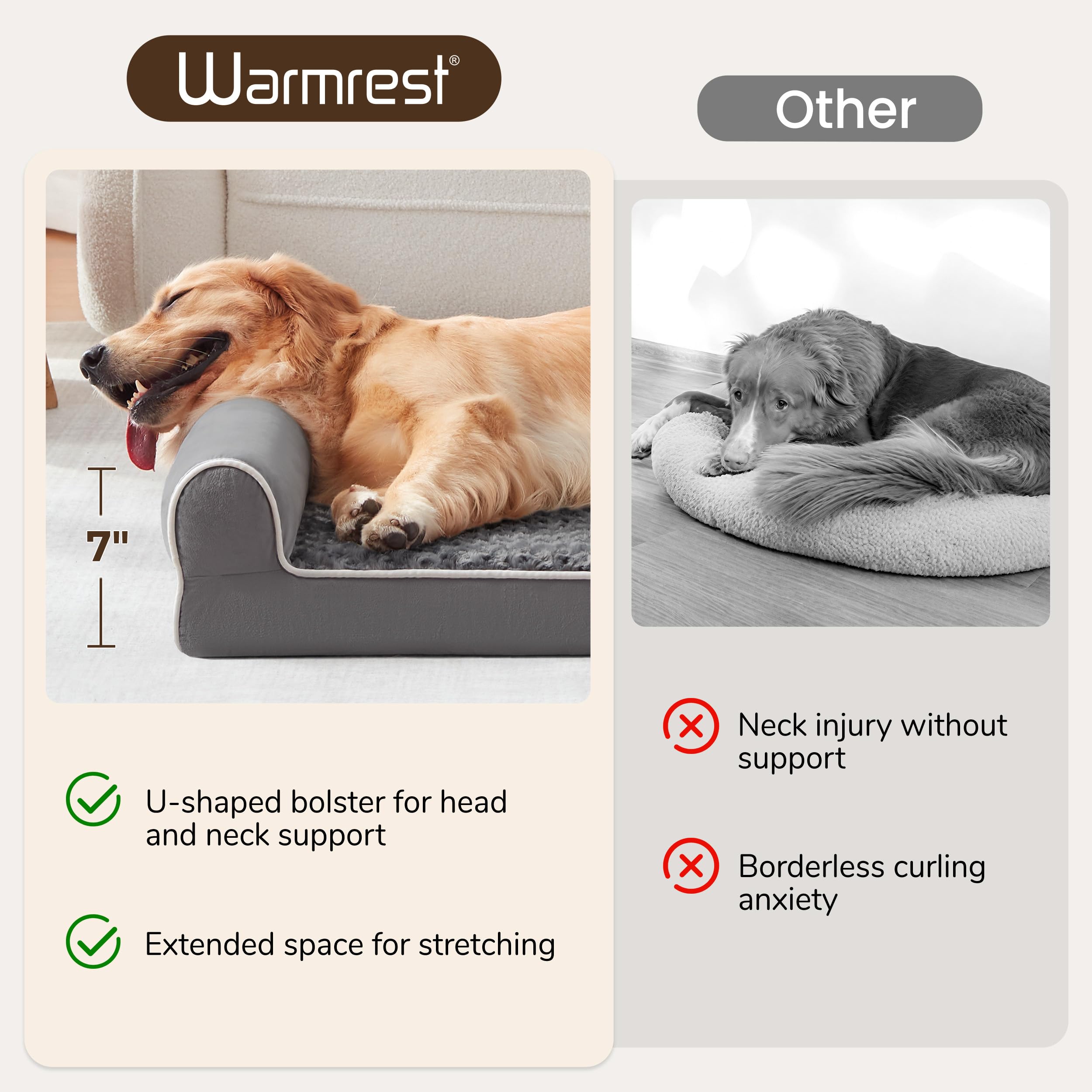 Warmrest non-slip bottom stabilizes the bed on any floor.