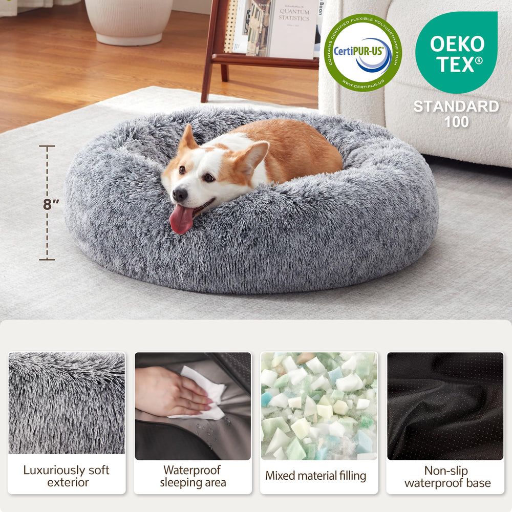 Warmrest round cat bed soft fur—cozy napping space for cats.