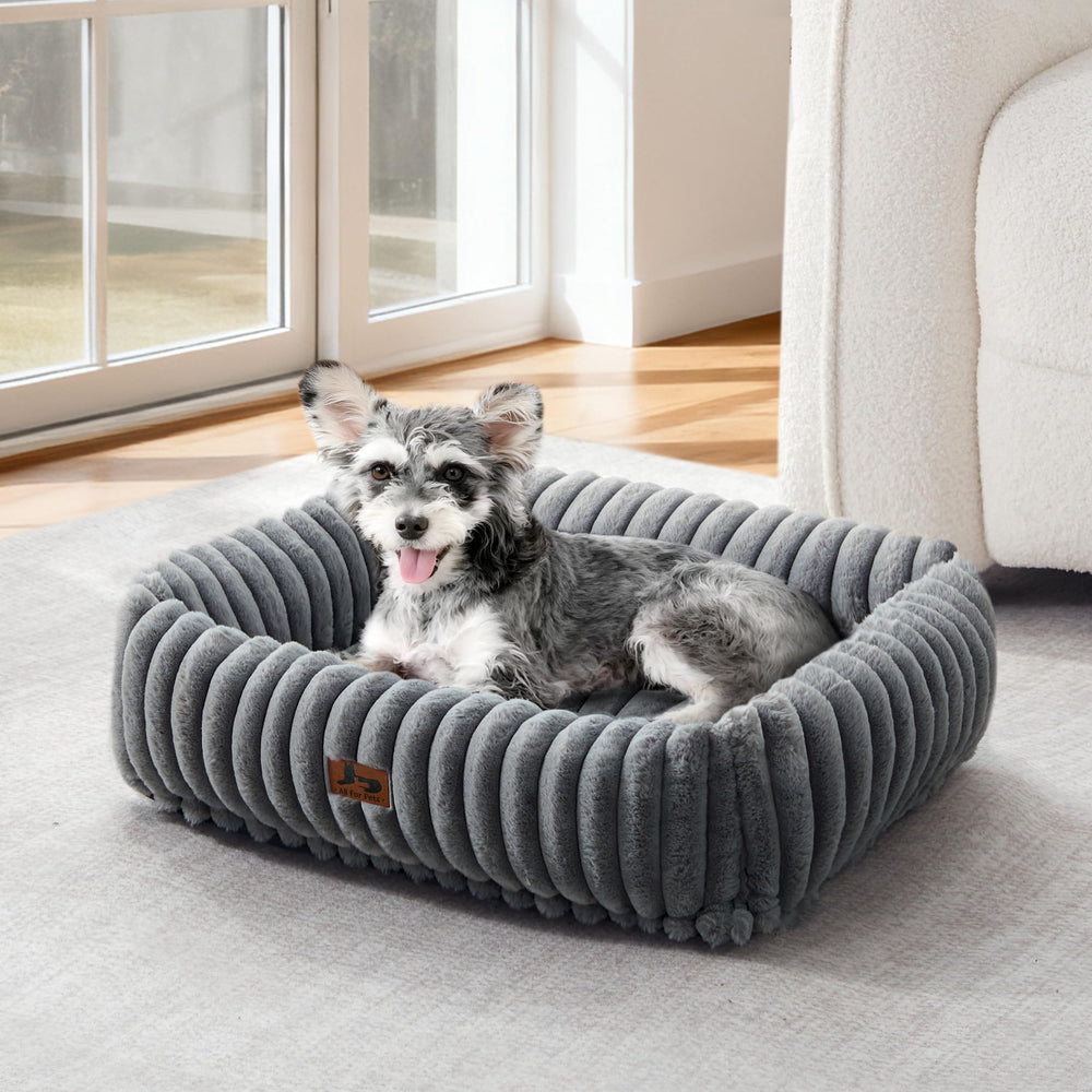 Warmrest washable dog bed top view with inviting rectangle sleeping space for small to medium dogs