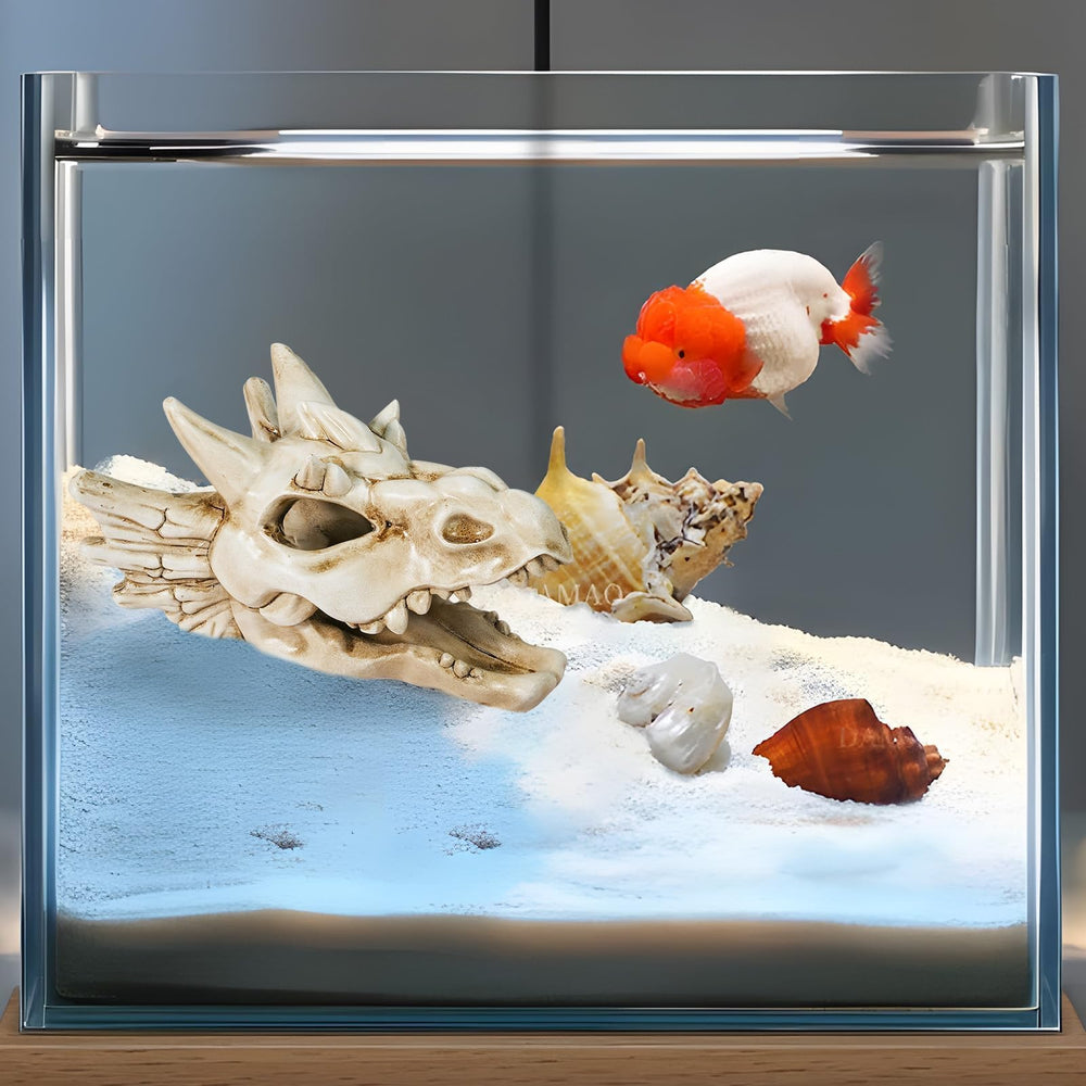 Warmtree Dragon Skull aquarium scene enhances underwater display.