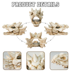 Warmtree Resin Dragon Skull close-up highlights craftsmanship for display.