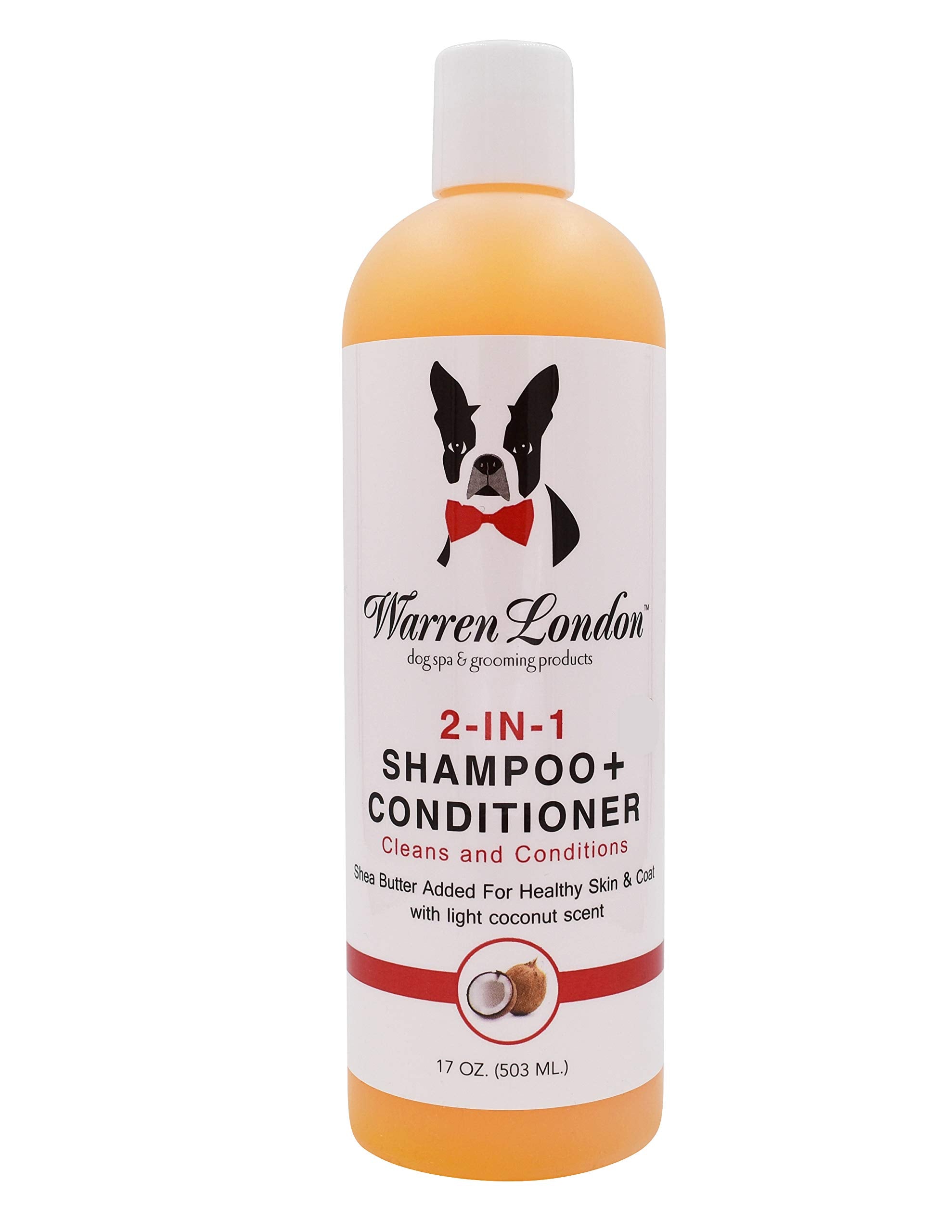 Warren London 2in1 pet shampoo bottle demonstrating all-in-one cleansing for dogs and cats