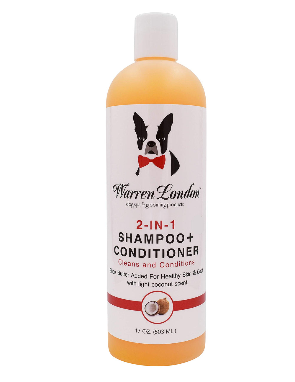 Warren London 2in1 pet shampoo bottle demonstrating all-in-one cleansing for dogs and cats