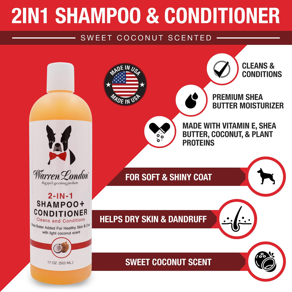 Warren London 2in1 pet shampoo lather shows rich conditioning for coats
