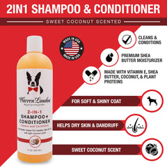 Warren London 2in1 pet shampoo lather shows rich conditioning for coats